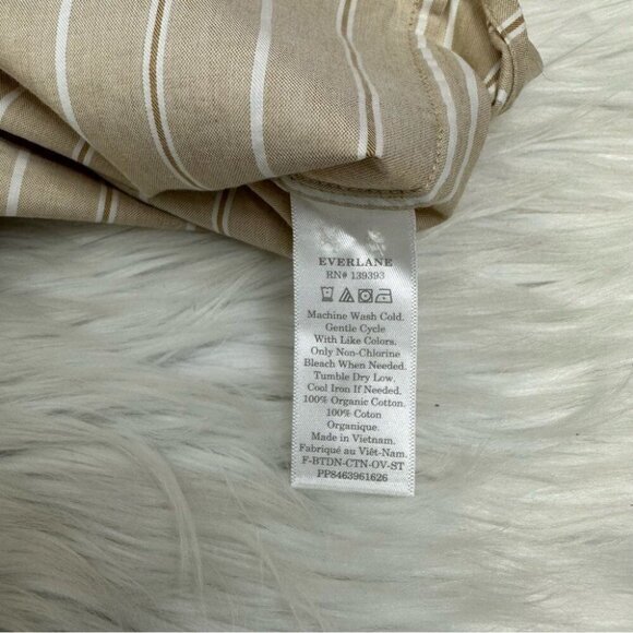 Everlane Women’s NWT Tan Coastal Striped The‎ Silky Cotton Relaxed Shirt 16/C48 - Picture 8 of 11